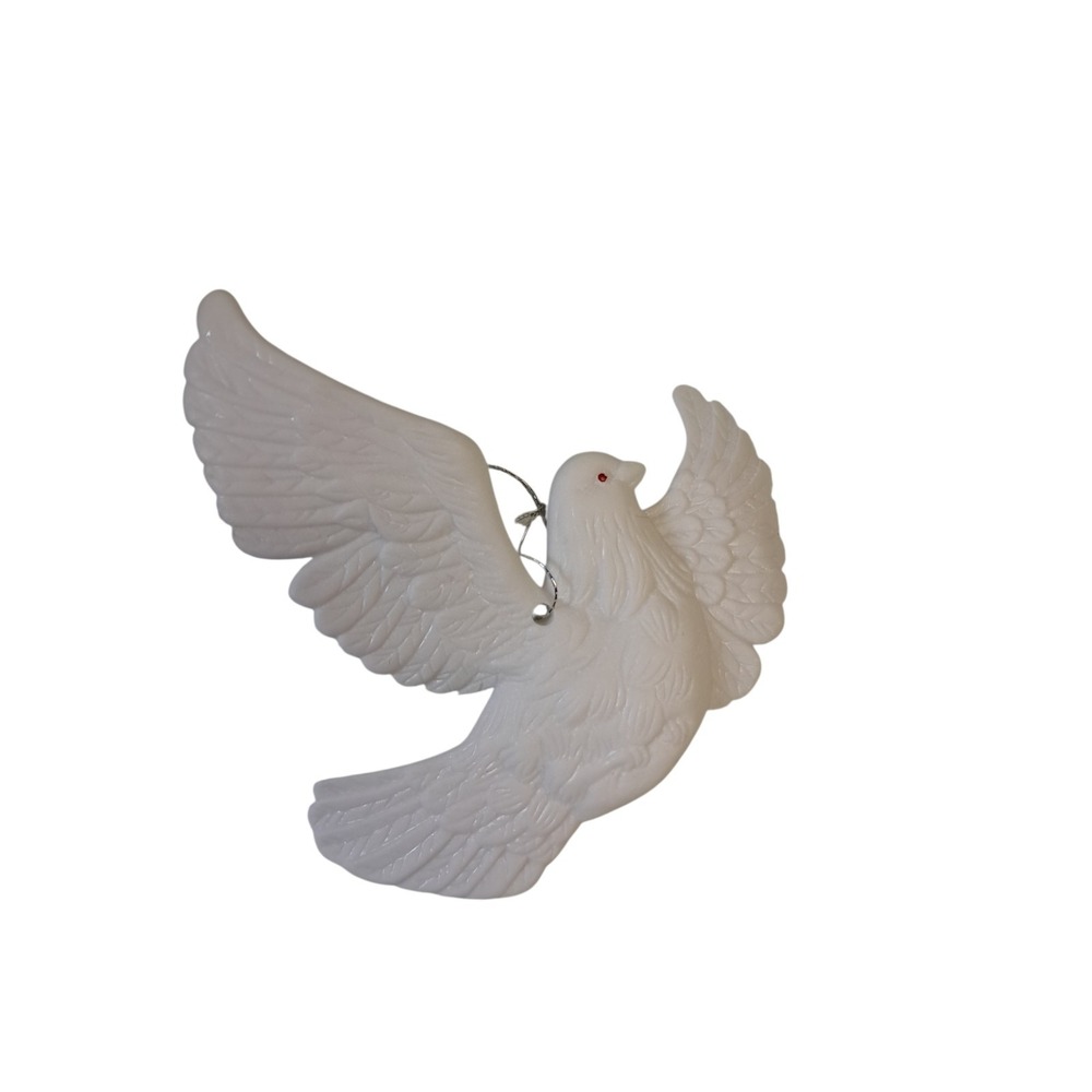 Vintage Plastic Dove Christmas‎ Peace Ornament 4"